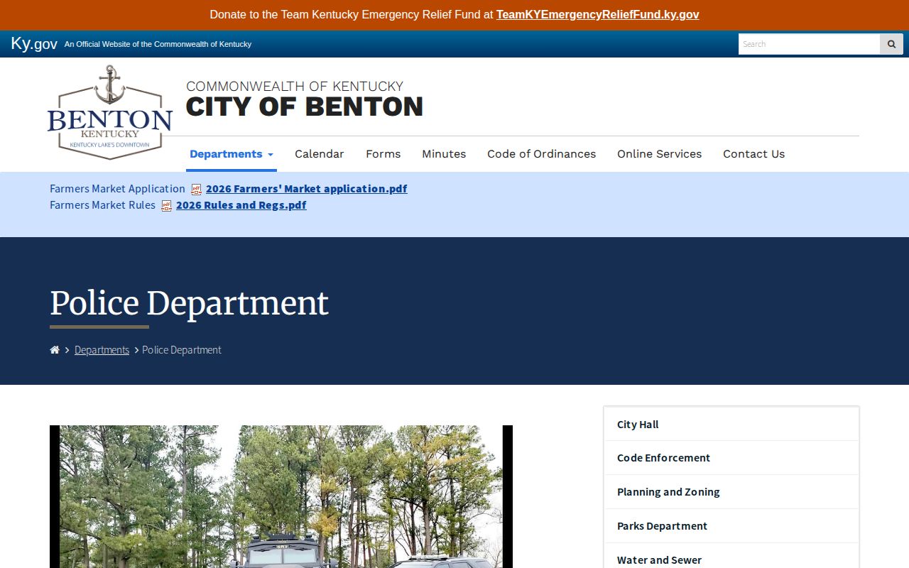 Official Benton Police Department contact and report information